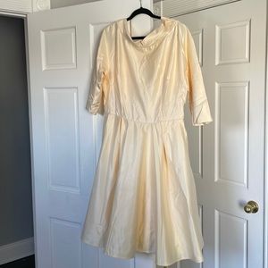 Unique Vintage Cream Satin Sleeved Lana Bridal Dress
